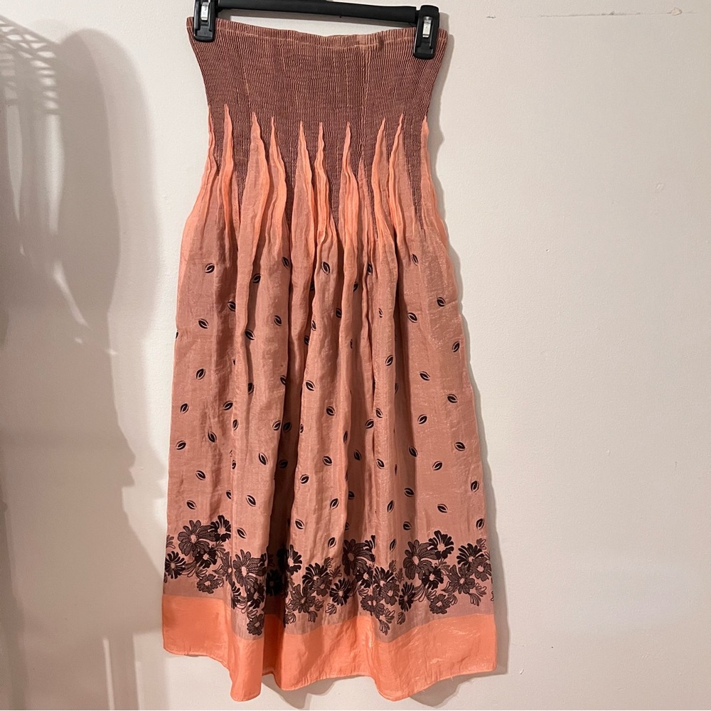 Lapis Peach and Brown A-Line Skirt or a dress